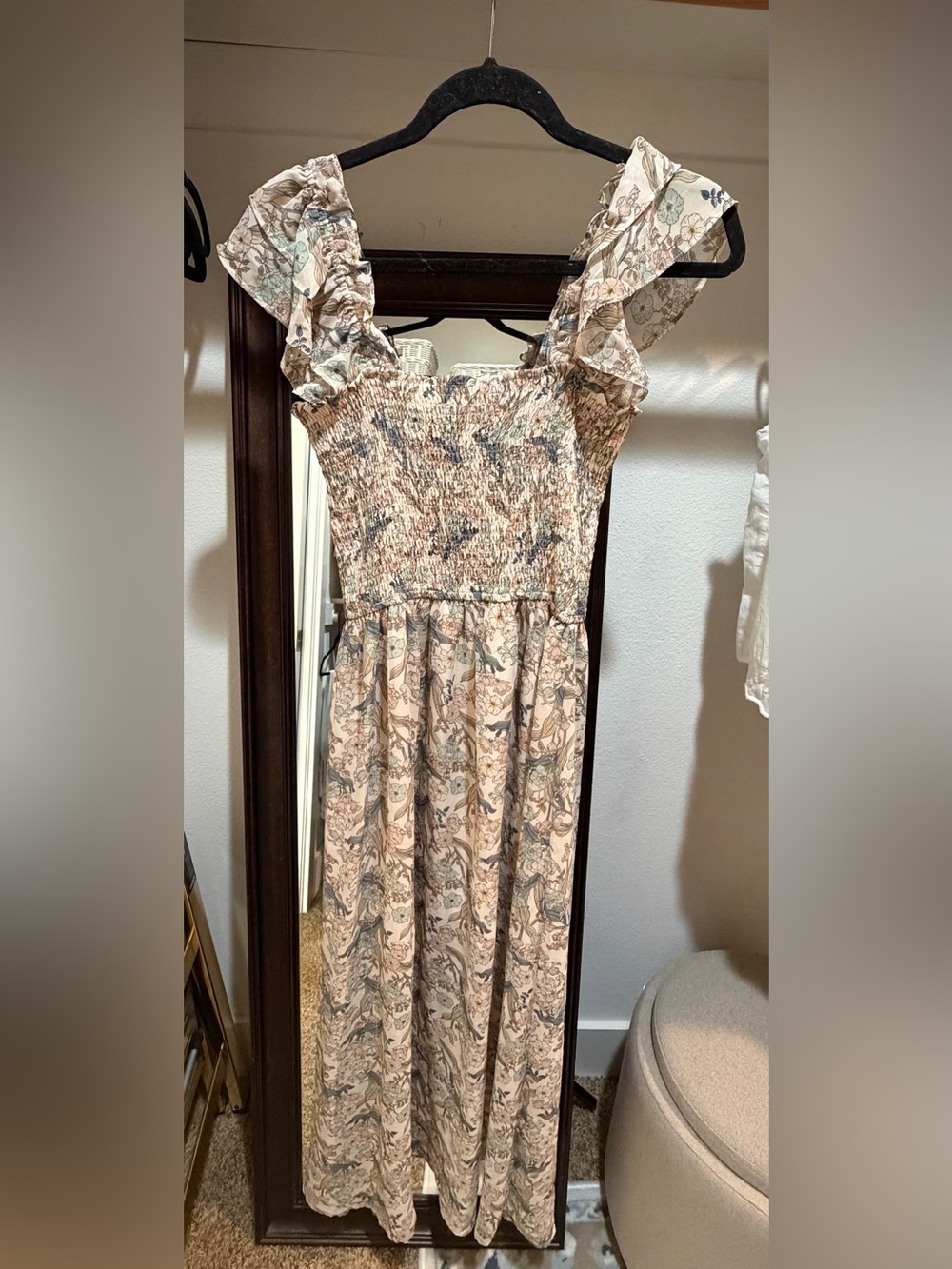 Promesa Floral Smocked Top in Pale Pink and Sage- size small